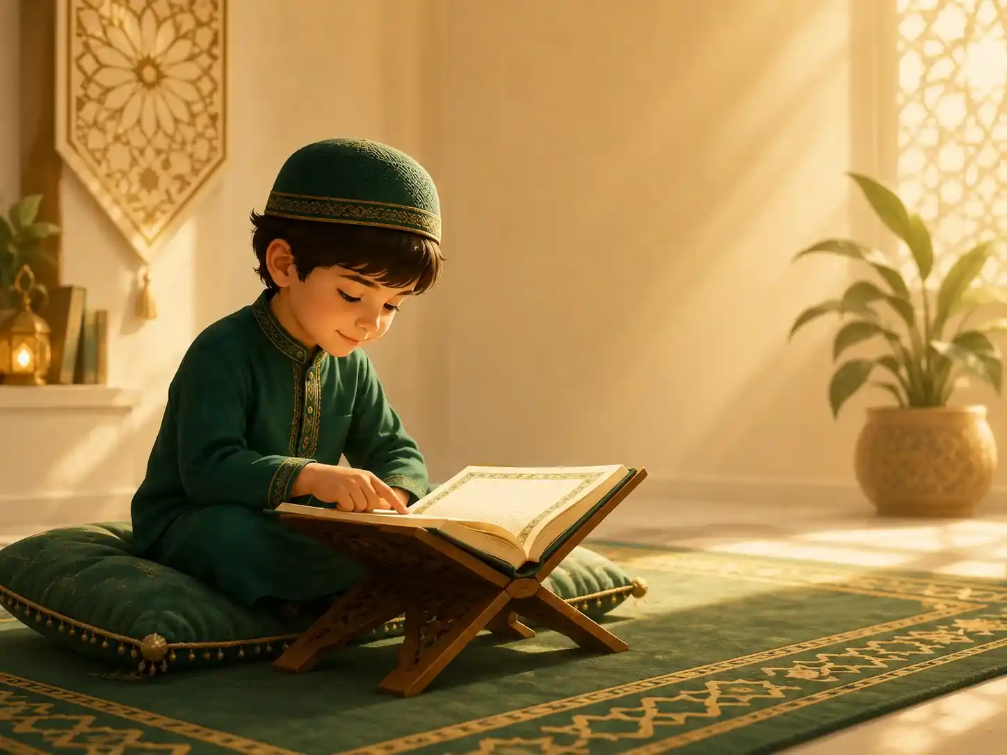 A young child beginning their Quran learning journey with Noor e Quran Academy